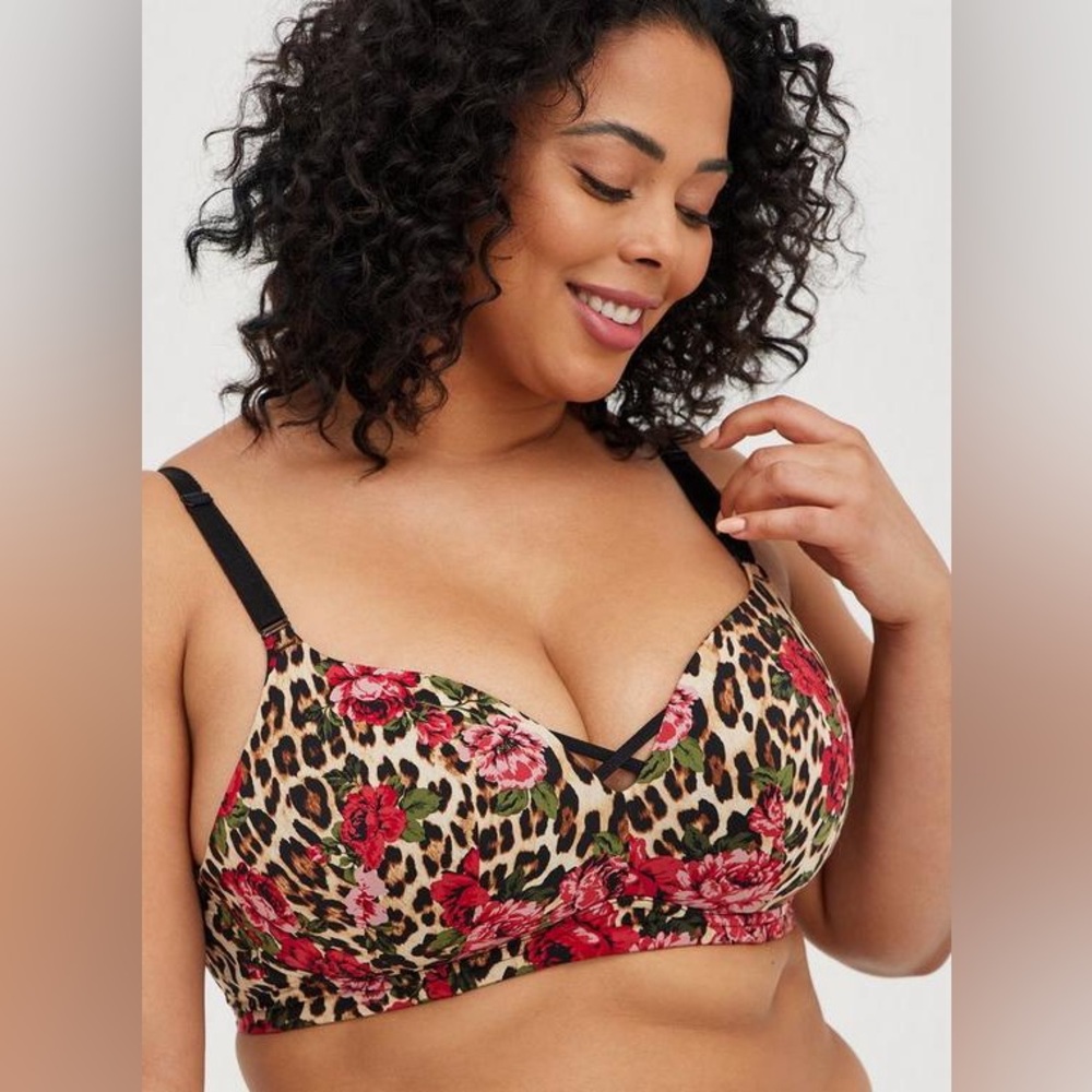 NWOT Torrid 46B Dream Wire-Free Push-Up Bra Torrid Floral Leopard Print Bra
